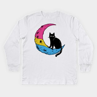 Pansexual Cat Moon Kids Long Sleeve T-Shirt